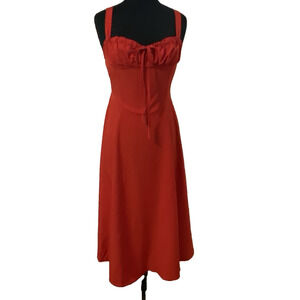 NWOT Made with Love Red Babydoll Midi Dress Size Small Swing Circle Valentines